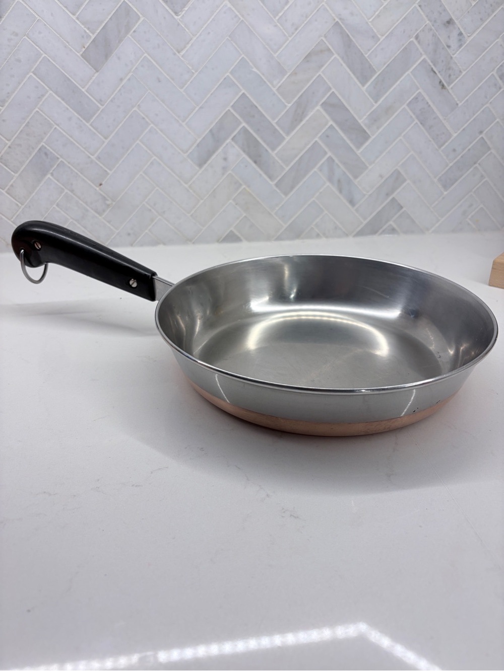 Vintage Pre 1968 Revere Ware 1801 Copper Clad 9.5β Skillet Fry Pan Double Circle